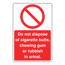 Do Not Dispose Of Items In Urinal Sign