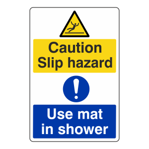 Slip Hazard / Use Mat In Shower Sign