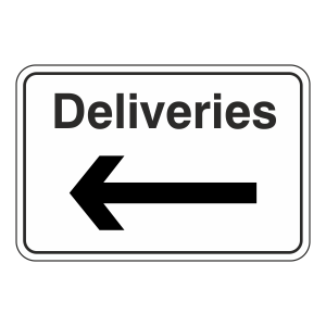 Deliveries Arrow Left Sign (Large Landscape)