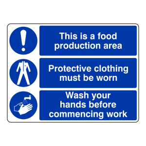 Food Production Area / Protective Clothing / Wash Hands Sign (Large Landscape)