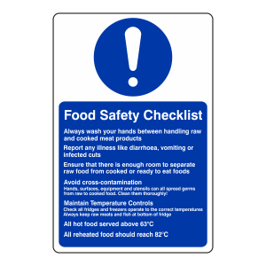 Food Safety Checklist Sign