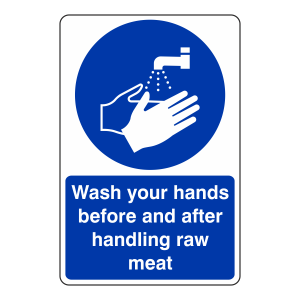 Wash Hands Handling Raw Meat Sign