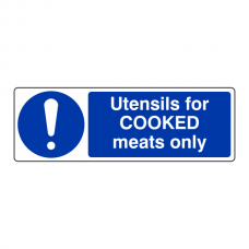 Utensils For Cooked Meats Only Sign (Landscape)