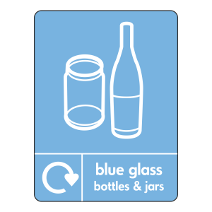 Blue Glass Recycling Sign (WRAP)