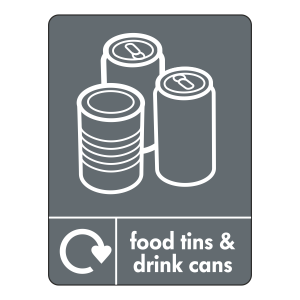 Food Tins & Drink Cans Recycling Sign (WRAP)