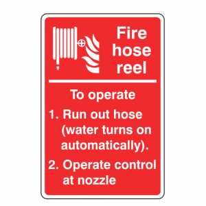 Fire Hose Reel Operating Instructions Sign