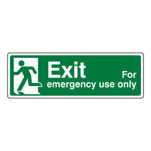 Exit For Emergency Use Only Sign (man left)