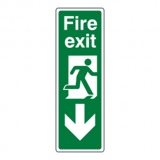 Fire Exit Arrow Down Sign (Portrait)