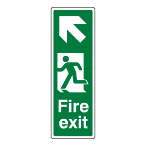Fire Exit Arrow Up Left Portrait Sign (Portrait)