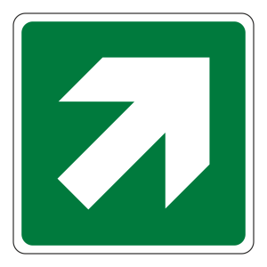 Fire Exit Diagonal Arrow Sign (Logo)