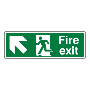 Fire Exit Arrow Up Left Sign