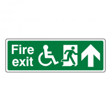 Wheelchair Fire Exit Arrow Up Sign