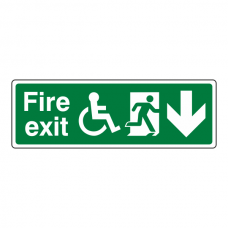 Wheelchair Fire Exit Arrow Down Sign