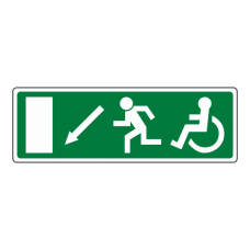 Wheelchair Fire Exit Arrow Down Left Sign (no text)