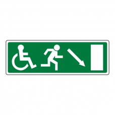 Wheelchair Fire Exit Arrow Down Right Sign (no text)