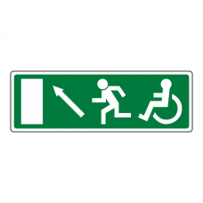 Wheelchair Fire Exit Arrow Up Left Sign (no text)