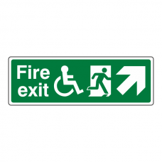 Wheelchair Fire Exit Arrow Up Right Sign