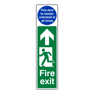 Fire Exit Door Plate Man Left  / Door Remain Unlocked Sign