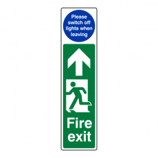 Fire Exit Door Plate Man Left / Switch Off Lights Sign