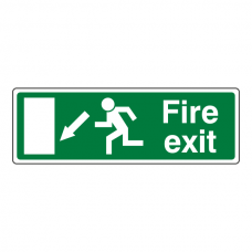 EC Fire Exit Arrow Down Left Sign (with Text)