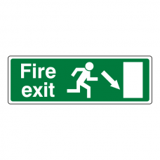 EC Fire Exit Arrow Down Right Sign (with Text)