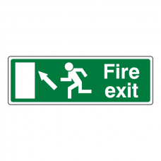 EC Fire Exit Arrow Up Left Sign (with Text)