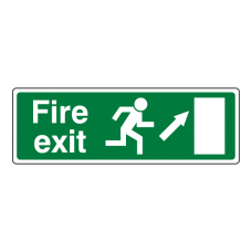 EC Fire Exit Arrow Up Right Sign (with Text)