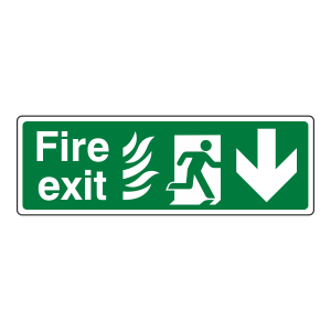 NHS Fire Exit Arrow Down Sign