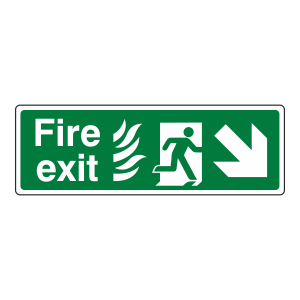 NHS Fire Exit Arrow Down Right Sign