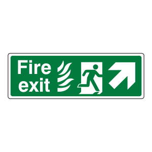NHS Fire Exit Arrow Up Right Sign