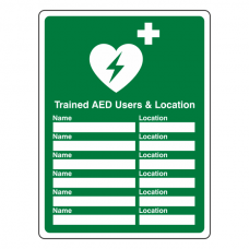 Trained AED Users and Location Sign (Portrait)