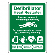 Defibrillator Heart Restarter - Anyone Can Use It Sign (Portrait)
