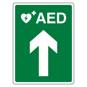 AED Defibrillator Arrow Up Sign (Portrait)