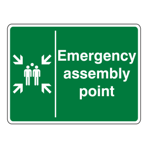 Emergency Assembly Point With Family Sign