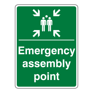 Emergency Assembly Point With Family Sign (Portrait)