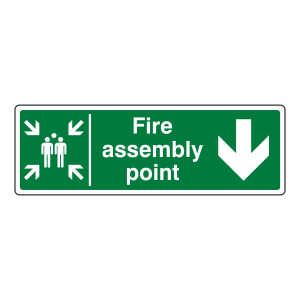 Fire Assembly Point Arrow Down Sign