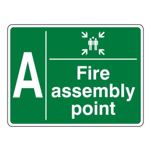 Fire Assembly Point With Family and Letter Sign