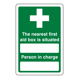 Nearest First Aid Box / Person in Charge Sign (Portrait)
