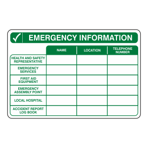 Emergency Information Sign (Landscape)