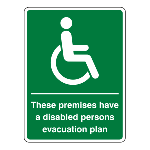 Premises Have Disabled Persons Evacuation Plan Sign (Portrait)