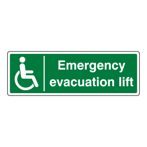 Emergency Evacuation Lift Sign (Landscape)