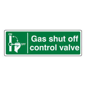 Gas Shut Off Control Valve Sign (Landscape)