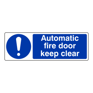 Automatic Fire Door Keep Clear Sign (Landscape)