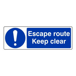 Escape Route Keep Clear Sign (Landscape)