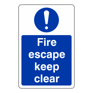 Fire Escape Keep Clear Sign (Portrait)