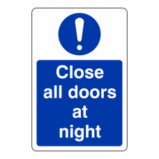Close All Doors at Night Sign (Portrait)