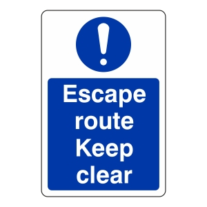 Escape Route Keep Clear Sign (Portrait)