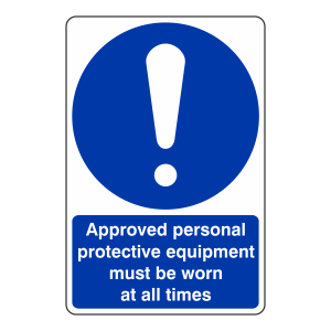 Approved PPE Must Be Worn Sign
