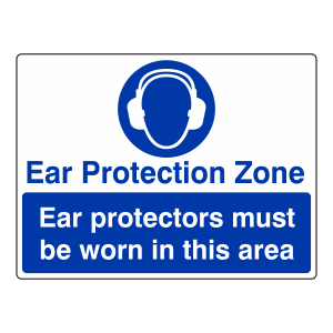 Ear Protection Zone Sign (Large Landscape)