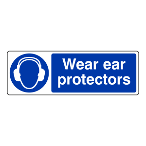 Wear Ear Protectors Sign (Landscape)